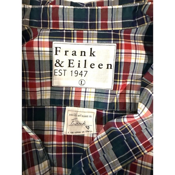 Frank And Eileen Red Navy Green Frank Button Up Large - Picture 4 of 6